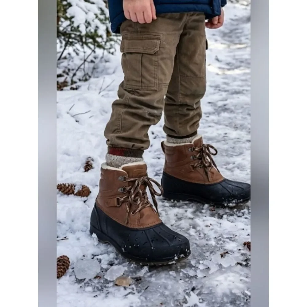 Cat & Jack Duck Boots Sz 4 Brown Black